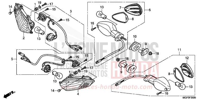 CLIGNOTANT von CBR1000RR "Fireblade" GRAPHITE BLACK (NHB01BA) von 2012